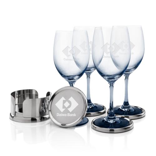 Corporate Recognition Gifts - Etched Barware - Wine Glasses - Baldoni Coasters & Soudan Smoke Wine