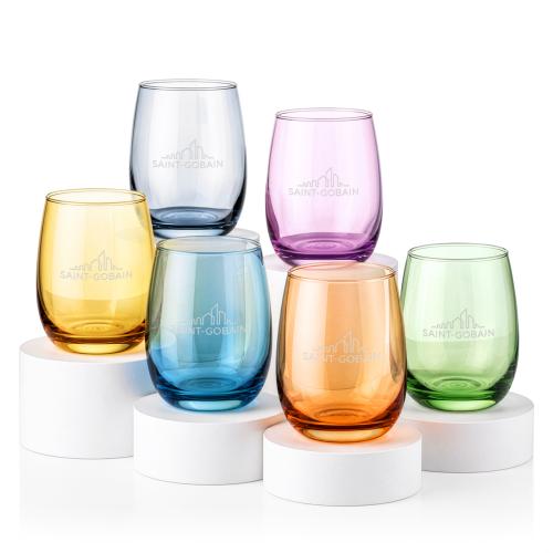 Corporate Recognition Gifts - Etched Barware - Wine Glasses - Sedona Stemless Wine Set of 6 - Deep Etch