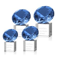 Gemstone Sapphire on Cube Crystal Award - Crystal Diamond Awards
