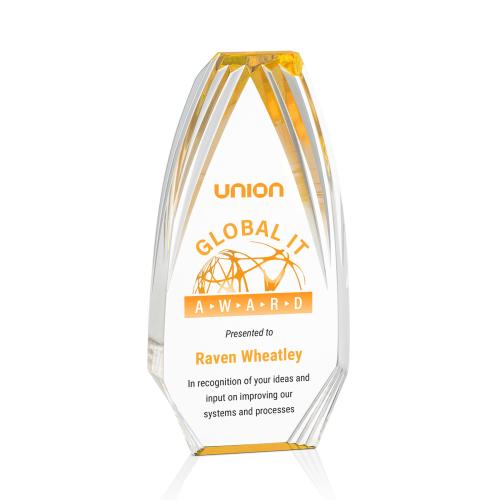 Corporate Awards - Acrylic Awards - Lantana Full Color Gold Acrylic Award