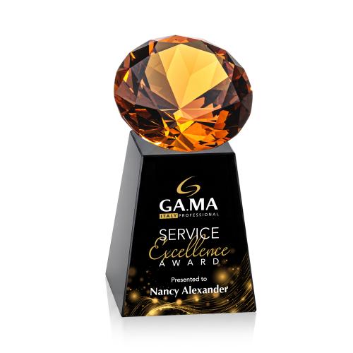 Corporate Awards - Crystal Awards - Celestina Full Color Black/Amber Crystal Award