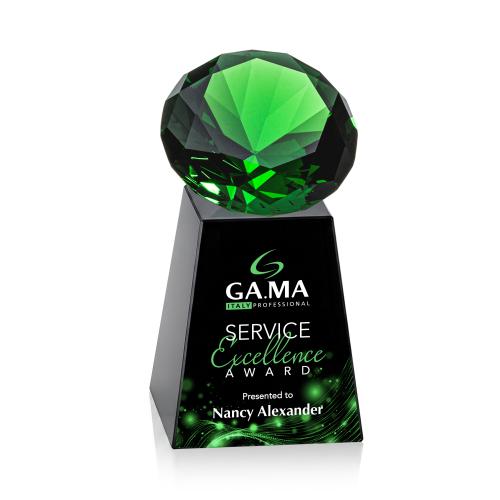 Corporate Awards - Crystal Awards - Celestina Full Color Black/Emerald Crystal Award