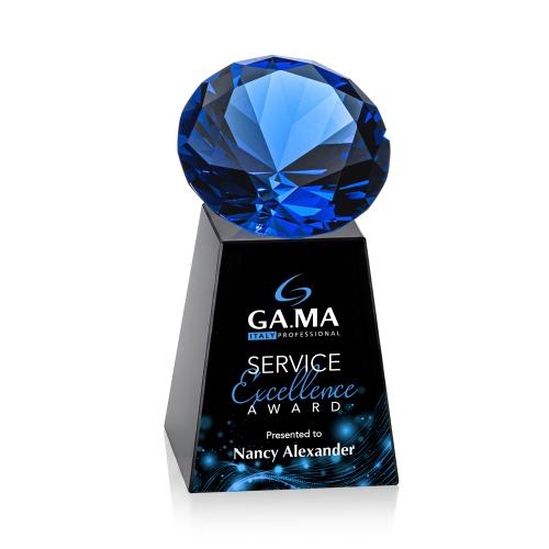 Corporate Awards - Crystal Awards - Celestina Full Color Black/Sapphire Crystal Award