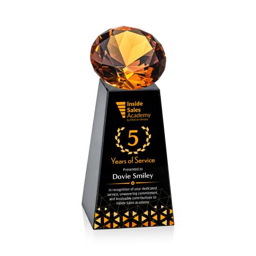 Corporate Awards - Crystal Awards - Novita Full Color Black/Amber Crystal Award