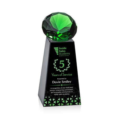 Corporate Awards - Crystal Awards - Novita Full Color Black/Emerald Crystal Award