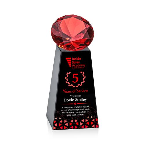 Corporate Awards - Crystal Awards - Novita Full Color Black/Ruby Crystal Award