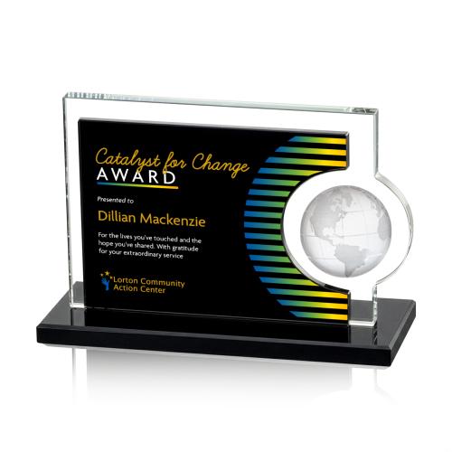 Corporate Awards - Crystal Awards - Calvina Full Color Black Rectangle Crystal Award