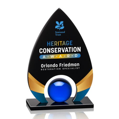 Corporate Awards - Crystal Awards - Dangerfield Full Color Black Crystal Award