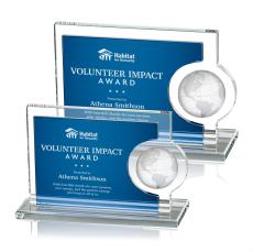 Calvina Globe Blue Spheres Crystal Award - Full Color Awards
