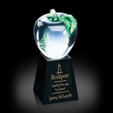 Apple Apples on Tall Marble Base Glass Award - Corporate Awards