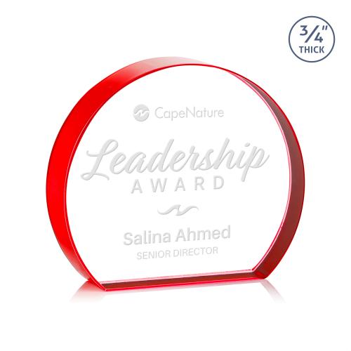 Corporate Awards - Crystal Awards - Maren Hemisphere Red Circle Crystal Award