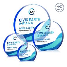 Maren Hemisphere Full Color Blue Circle Crystal Award - Newest Additions