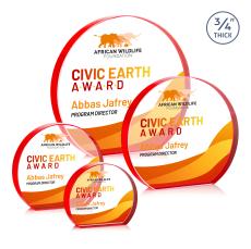 Maren Hemisphere Full Color Red Circle Crystal Award - Newest Additions