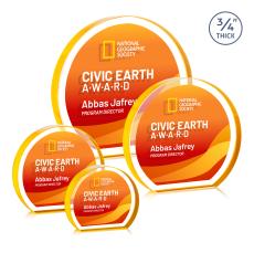 Maren Hemisphere Full Color Double Sided Gold Circle Crystal Award - Budget Awards & Trophies