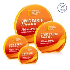 Maren Hemisphere Full Color Double Sided Gold Circle Crystal Award - Newest Additions