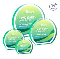 Maren Hemisphere Full Color Double Sided Emerald Circle Crystal Award - Budget Awards & Trophies
