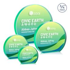 Maren Hemisphere Full Color Double Sided Emerald Circle Crystal Award - Newest Additions