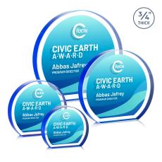 Maren Hemisphere Full Color Double Sided Blue Circle Crystal Award - Budget Awards & Trophies