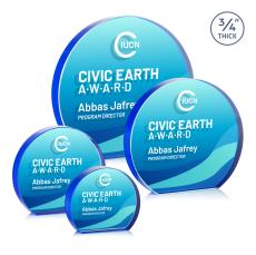 Maren Hemisphere Full Color Double Sided Blue Circle Crystal Award - Newest Additions