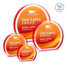Maren Hemisphere Full Color Double Sided Red Circle Crystal Award - Budget Awards & Trophies