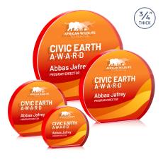 Maren Hemisphere Full Color Double Sided Red Circle Crystal Award - Newest Additions