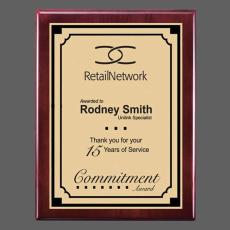 Oakleigh/Everett Plaque - Rosewood/Satin Gold - Employee of the Year Plaques
