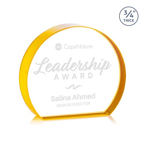 Corporate Awards - Crystal Awards - Maren Hemisphere Gold Circle Crystal Award