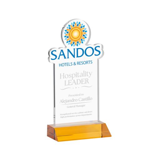 Corporate Awards - Crystal Awards - EdgeCraft Rectangle on Mitered - Amber (via Air)