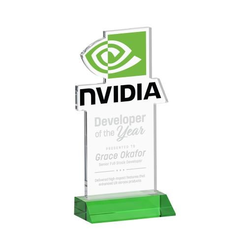 Corporate Awards - Crystal Awards - EdgeCraft Rectangle on Mitered - Green (via Air)