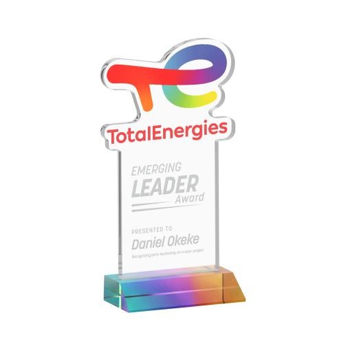 Corporate Awards - Crystal Awards - EdgeCraft Rectangle on Mitered - Prismatic (via Air)