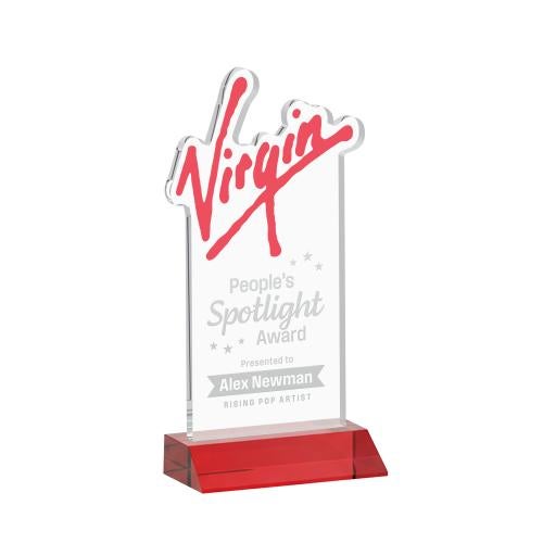Corporate Awards - Crystal Awards - EdgeCraft Rectangle on Mitered - Red (via Air)