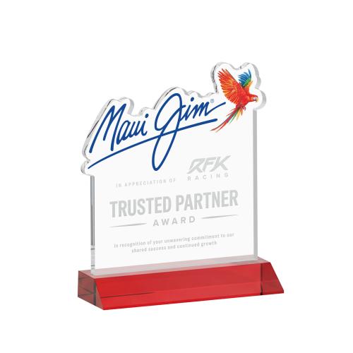 Corporate Awards - Crystal Awards - EdgeCraft Square on Mitered - Red (via Air)
