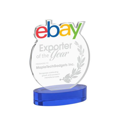 Corporate Awards - Crystal Awards - EdgeCraft Round on Alberton - Blue (via Air)