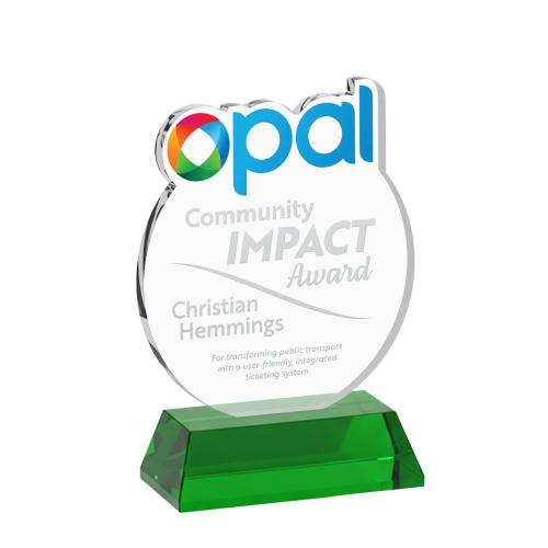 Corporate Awards - Crystal Awards - EdgeCraft Round on Hartford - Green (via Air)