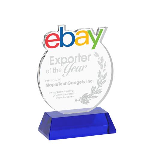 Corporate Awards - Crystal Awards - EdgeCraft Round on Hartford - Blue (via Air)
