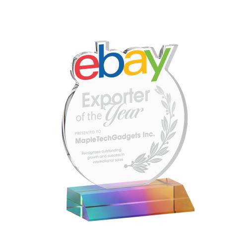 Corporate Awards - Crystal Awards - EdgeCraft Round on Mitered - Prismatic (via Air)