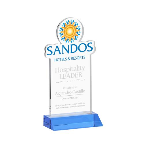 Corporate Awards - Crystal Awards - EdgeCraft Rectangle on Mitered - Sky Blue (via Ocean)