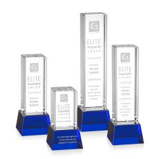 Robson Blue on Base Obelisk Crystal Award - Sales Awards