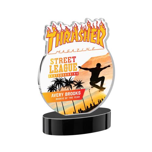 Corporate Awards - Crystal Awards - EdgeCraft Round Full Color on Alberton - Black (via Air)