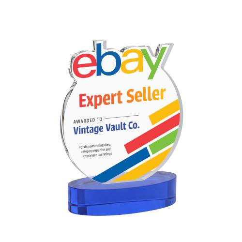 Corporate Awards - Crystal Awards - EdgeCraft Round Full Color on Alberton - Blue (via Air)