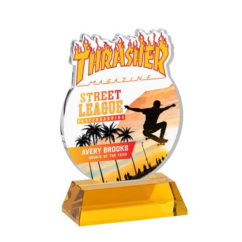Corporate Awards - Crystal Awards - EdgeCraft Round Full Color on Hartford - Amber (via Air)