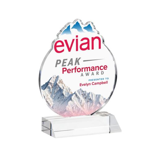 Corporate Awards - Crystal Awards - EdgeCraft Round Full Color on Mitered - Clear (via Air)