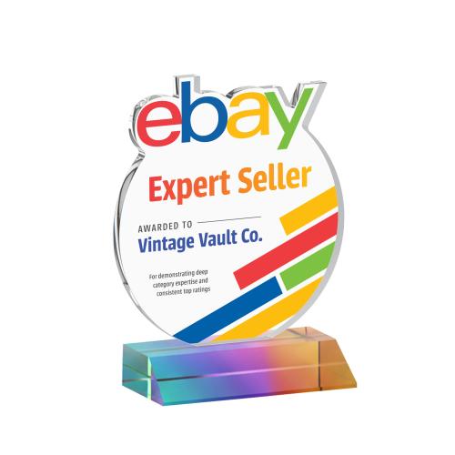 Corporate Awards - Crystal Awards - EdgeCraft Round Full Color on Mitered - Prismatic (via Air)