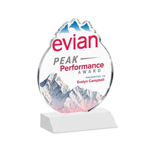 Corporate Awards - Crystal Awards - EdgeCraft Round Full Color on Mitered - White (via Air)