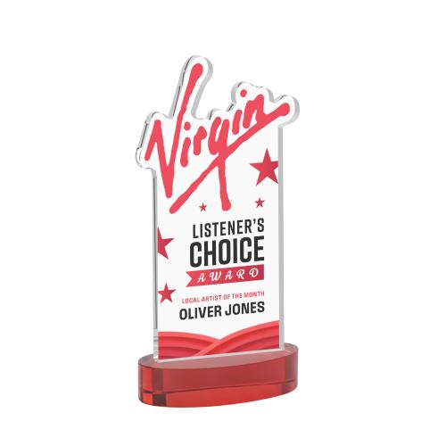 Corporate Awards - Crystal Awards - EdgeCraft Rectangle Full Color on Alberton - Red (Ocean)