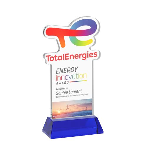 Corporate Awards - Crystal Awards - EdgeCraft Rectangle Full Color on Hartford - Blue (Ocean)