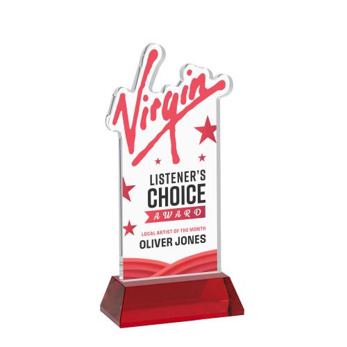 Corporate Awards - Crystal Awards - EdgeCraft Rectangle Full Color on Hartford - Red (Ocean)