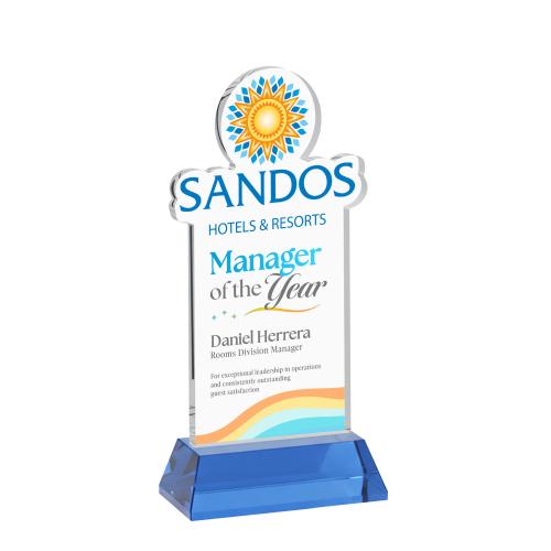 Corporate Awards - Crystal Awards - EdgeCraft Rect. Full Color on Hartford - Sky Blue (Ocean)
