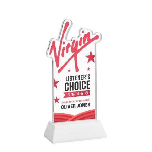 Corporate Awards - Crystal Awards - EdgeCraft Rectangle Full Color on Hartford - White (Ocean)