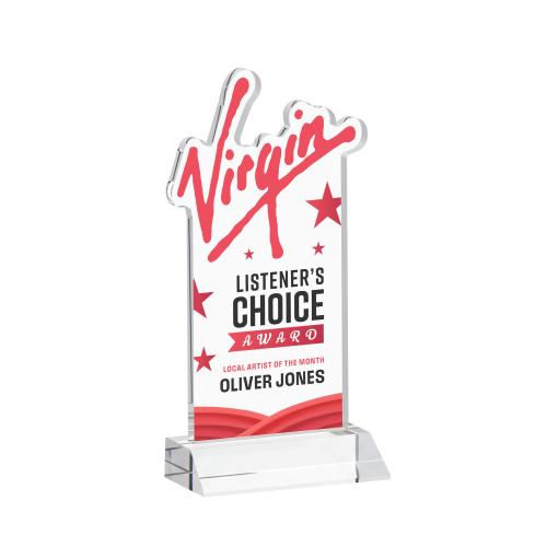 Corporate Awards - Crystal Awards - EdgeCraft Rectangle Full Color on Mitered - Clear (Ocean)